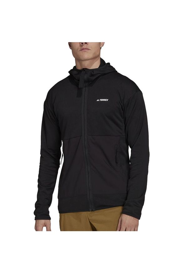 Adidas - adidas Terrex Tech Fleece Lite Hooded Hiking Jacket > GI7313. Materiał: tkanina, poliester, polar, elastan, materiał. Wzór: ze splotem. Styl: klasyczny
