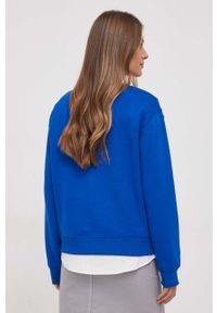 TOMMY HILFIGER - Tommy Hilfiger bluza damska kolor niebieski. Kolor: niebieski. Materiał: bawełna. Wzór: nadruk. Styl: klasyczny #2