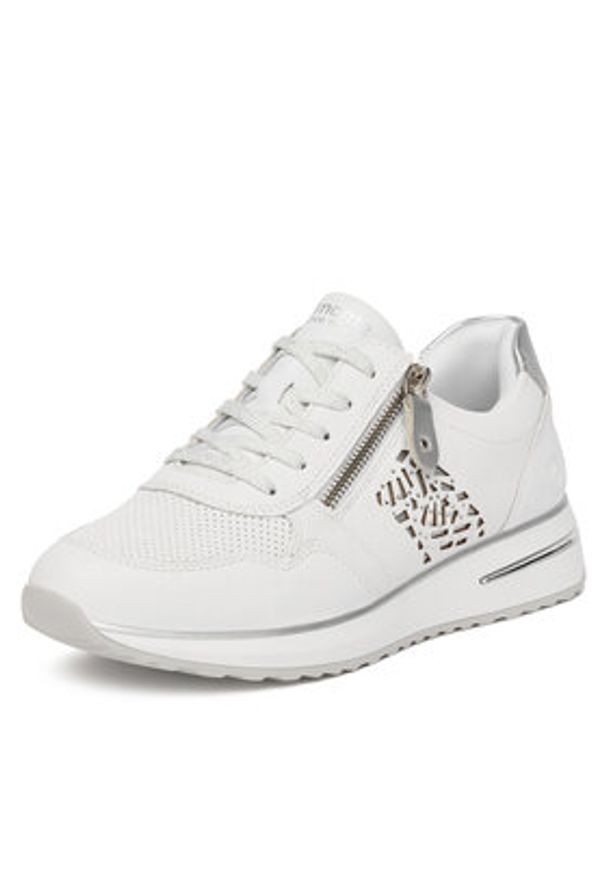 Remonte Sneakersy D1G00-80 Biały. Kolor: biały. Materiał: skóra