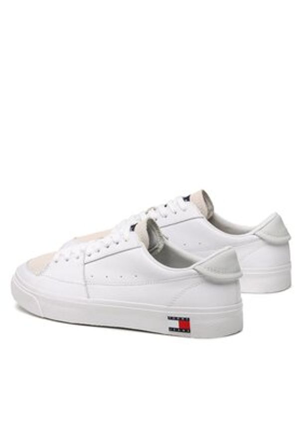 Tommy Jeans Sneakersy Vulcanized Ess EM0EM01106 Biały. Kolor: biały. Materiał: skóra