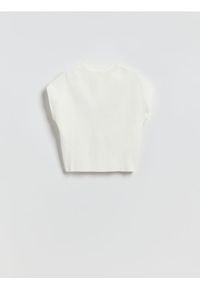 Reserved - Bluzka ze stójką - złamana biel. Typ kołnierza: kołnierzyk stójkowy. Materiał: bawełna, dzianina #1