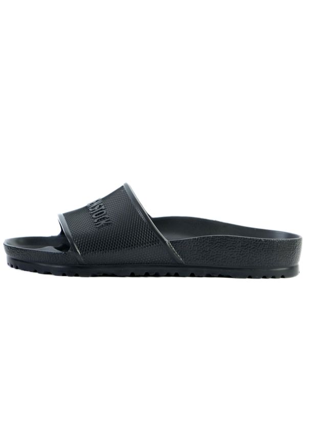 Klapki męskie Birkenstock Barbados. Zapięcie: bez zapięcia. Kolor: czarny. Materiał: materiał, syntetyk. Szerokość cholewki: normalna. Sport: turystyka piesza