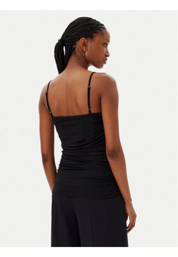 Hugo - HUGO Top Doffiano 50537142 Czarny Slim Fit. Kolor: czarny. Materiał: syntetyk