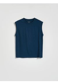 Reserved - T-shirt bez rękawów - granatowy. Kolor: niebieski. Materiał: bawełna, dzianina. Długość rękawa: bez rękawów #1