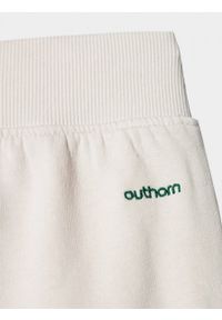 outhorn - Szerokie spodnie dresowe damskie - kremowe. Kolor: kremowy. Materiał: dresówka. Wzór: haft #11