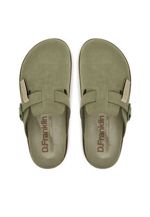 D.Franklin Klapki DFSH407002 Khaki. Kolor: brązowy. Materiał: skóra, zamsz