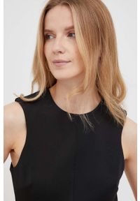 Calvin Klein bluzka damska kolor czarny. Kolor: czarny. Materiał: poliester, dzianina. Wzór: gładki. Styl: klasyczny #2