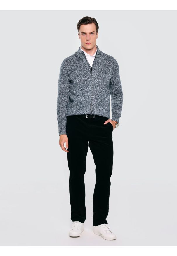 Big-Star - Sweter męski rozpinany melanżowy niebieski Dionis 402. Okazja: na co dzień, do pracy, na uczelnię. Kolor: niebieski. Materiał: jeans, dzianina, bawełna, materiał. Wzór: melanż. Styl: casual, elegancki