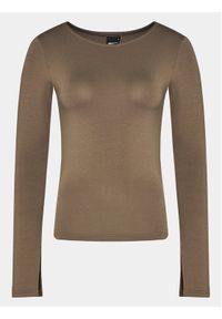 Gina Tricot Bluzka 20789 Brązowy Slim Fit. Kolor: brązowy. Materiał: wiskoza