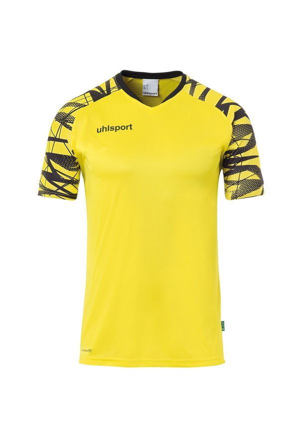 UHLSPORT - Jersey Uhlsport Goal 25. Typ kołnierza: dekolt w kształcie V. Kolor: zielony, czarny, żółty, wielokolorowy. Materiał: jersey. Sport: piłka nożna