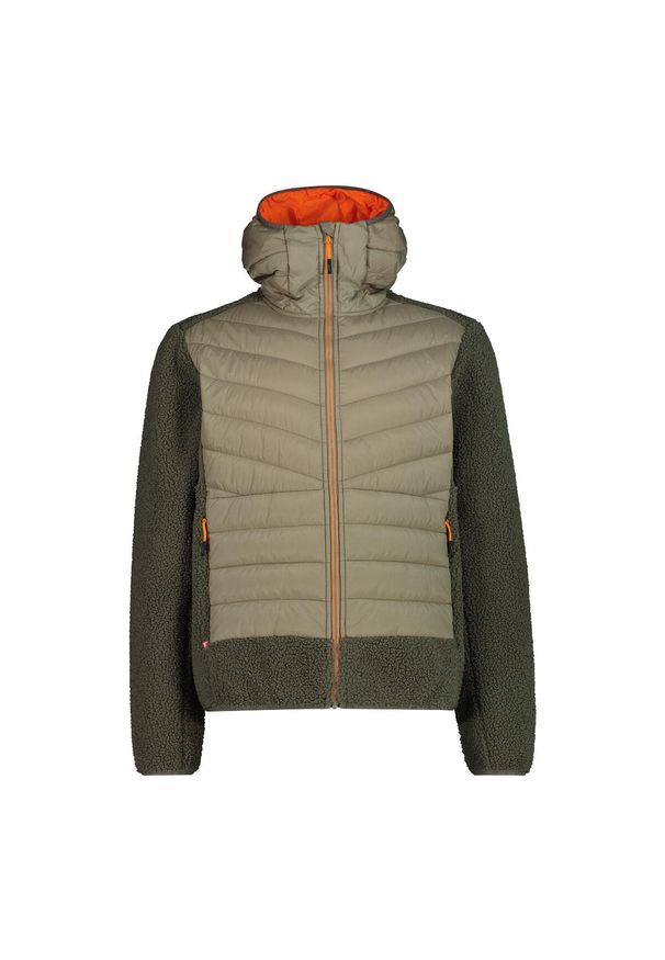 Kurtka puchowa z kapturem hybrid CMP. Typ kołnierza: kaptur. Kolor: zielony. Materiał: puch. Styl: elegancki, sportowy. Sport: turystyka piesza