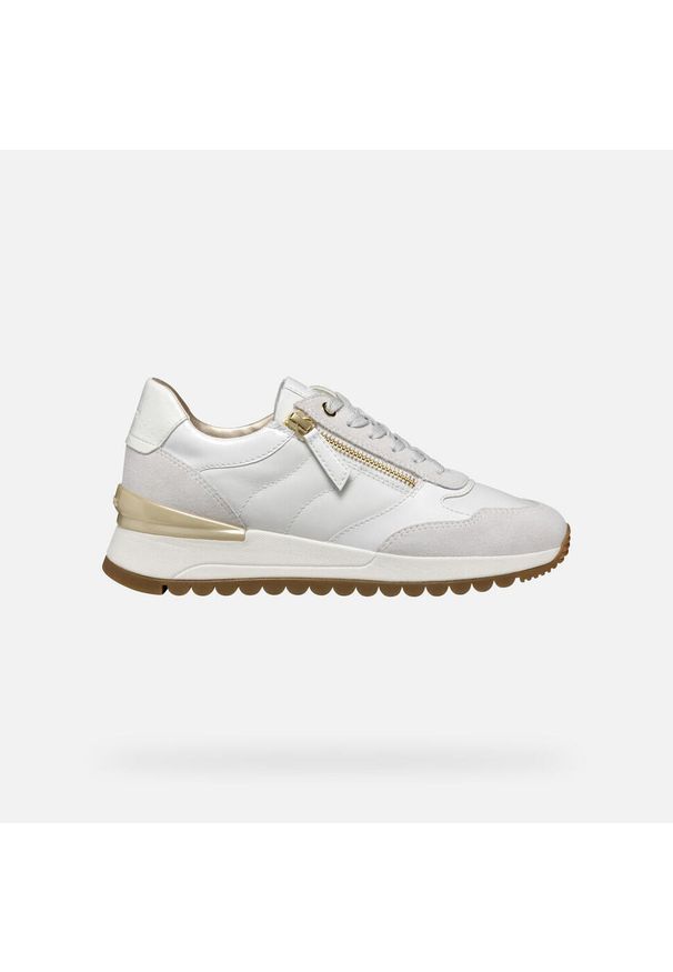 Sneakersy damskie Geox Desya. Kolor: biały. Materiał: skóra