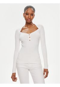 Morgan Sweter 241-MDELF Biały Slim Fit. Kolor: biały. Materiał: syntetyk #1