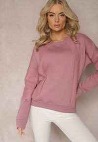 Renee - Ciemnoróżowa Bawełniana Bluza z Łańcuszkiem Eleutia. Kolor: różowy. Materiał: bawełna. Styl: klasyczny #4