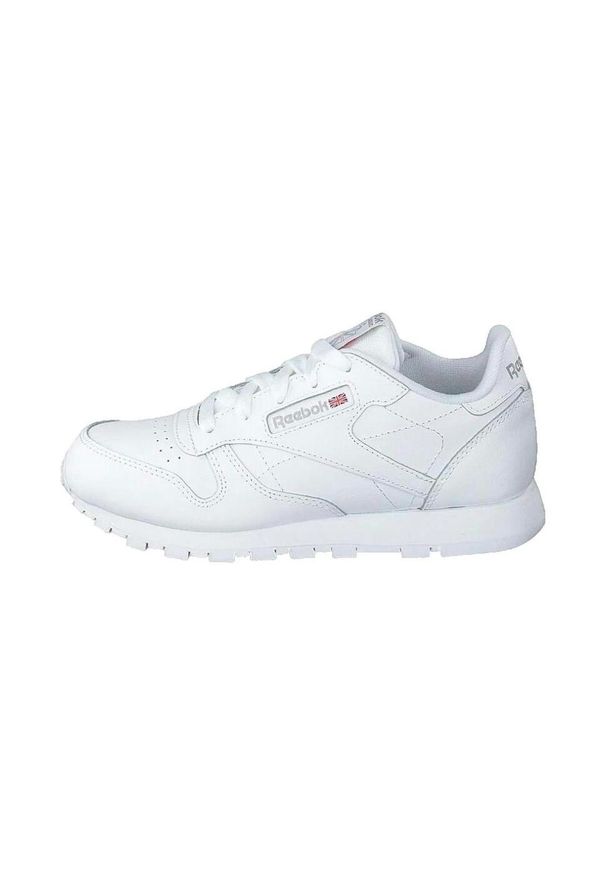Buty do chodzenia dla dzieci Reebok CLASSIC LEATHER W. Zapięcie: sznurówki. Kolor: biały. Materiał: tkanina, materiał, skóra, syntetyk. Szerokość cholewki: normalna. Model: Reebok Classic. Sport: turystyka piesza