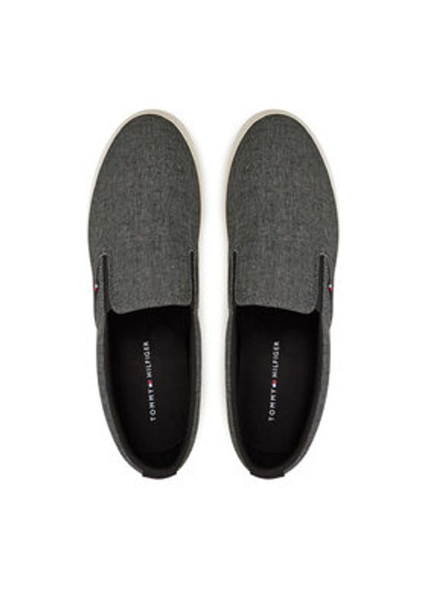 TOMMY HILFIGER - Tommy Hilfiger Tenisówki Th Hi Vulc Low Slip On Ch FM0FM05390 Szary. Zapięcie: bez zapięcia. Kolor: szary. Materiał: materiał