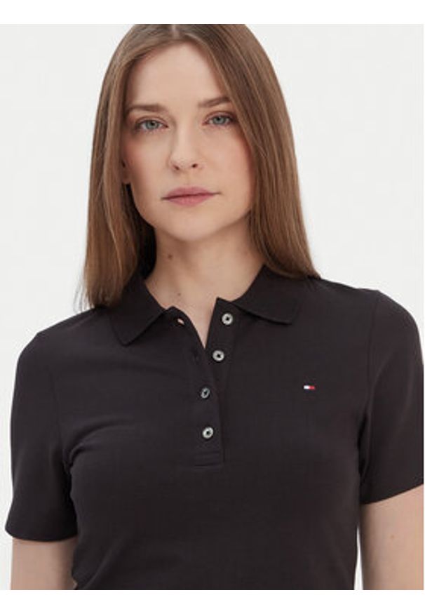 TOMMY HILFIGER - Tommy Hilfiger Polo 1985 WW0WW42047 Czarny Slim Fit. Typ kołnierza: polo. Kolor: czarny. Materiał: bawełna