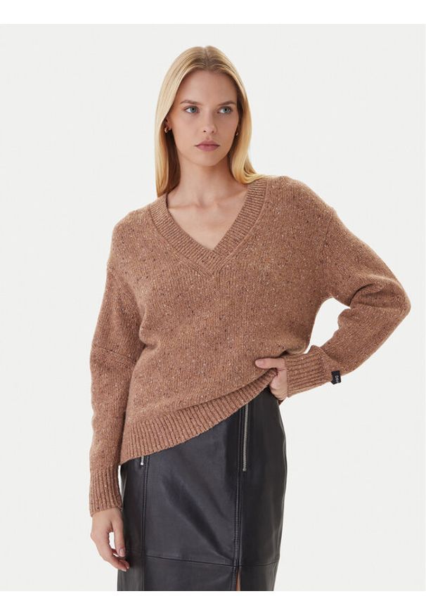 Calvin Klein Jeans Sweter Chunky LV044D328G Brązowy Regular Fit. Kolor: brązowy. Materiał: syntetyk