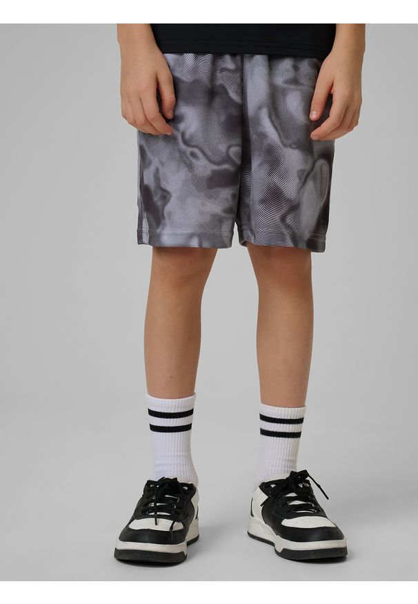 4f - 4F Spodenki sportowe szybkoschnące chłopięce - szare 134/140 (8-10 lat). Kolor: szary. Materiał: syntetyk, materiał. Sezon: lato. Styl: sportowy