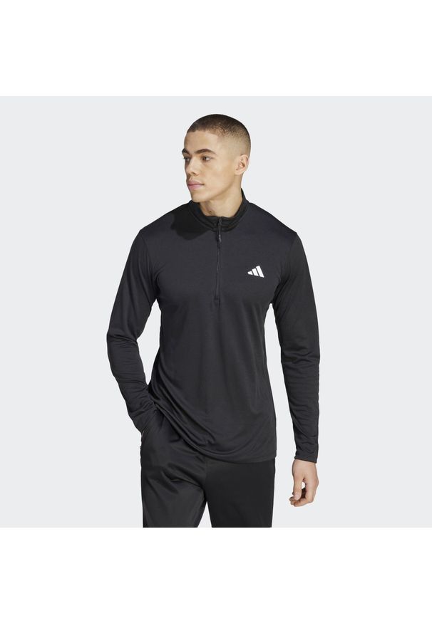 Adidas - Train Essentials Seasonal Training 1/4-Zip Long Sleeve Tee. Kolor: biały, czarny, wielokolorowy. Materiał: materiał. Wzór: motyw zwierzęcy, paski