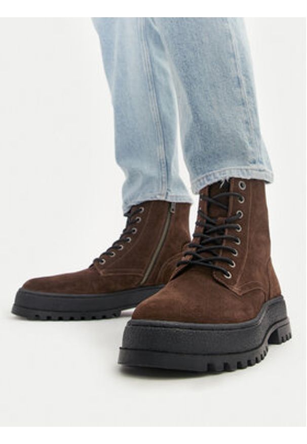 Pepe Jeans Trapery PMS50249 Brązowy. Kolor: brązowy. Materiał: zamsz, skóra