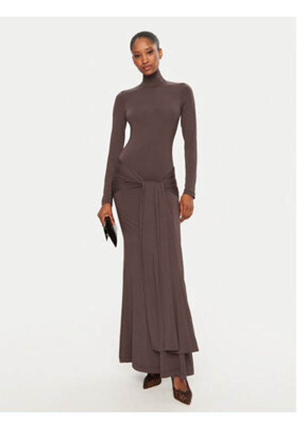 BARDOT - Bardot Sukienka wieczorowa 59467DB Brązowy Slim Fit. Kolor: brązowy. Materiał: syntetyk. Styl: wizytowy