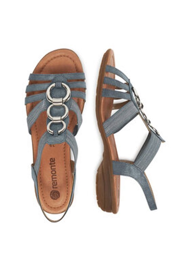 Remonte Sandały R3605-12 Niebieski. Kolor: niebieski. Materiał: skóra