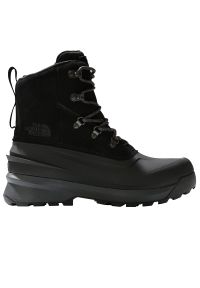 Buty The North Face Chilkat V 0A5LW3KT01 - czarne. Wysokość cholewki: przed kolano. Zapięcie: sznurówki. Kolor: czarny. Materiał: guma, syntetyk, zamsz, materiał, skóra. Szerokość cholewki: normalna. Sezon: zima