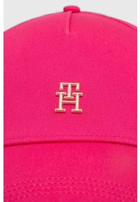 TOMMY HILFIGER - Tommy Hilfiger czapka z daszkiem bawełniana kolor różowy gładka. Kolor: różowy. Materiał: bawełna. Wzór: gładki #2