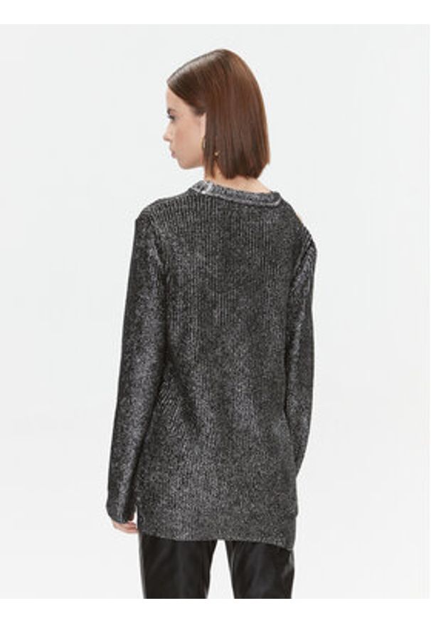 Pinko Sweter Piranha 102232 A1A3 Srebrny Regular Fit. Kolor: srebrny. Materiał: wiskoza