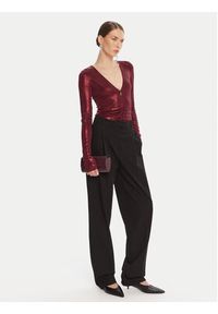 Patrizia Pepe Body 8M1735 J276 Bordowy Regular Fit. Kolor: czerwony. Materiał: syntetyk