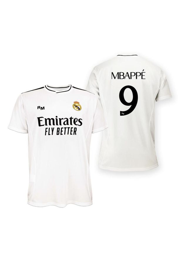 Real Madrid - Replika koszulki domowej unisex Real Madryt 2024-25 Premium- Mbappé- 9. Kolor: czarny, biały, wielokolorowy