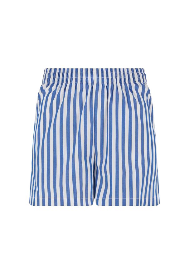 Damskie szorty w paski Urban Classics. Kolor: niebieski, wielokolorowy, biały. Długość: krótkie. Wzór: paski. Sezon: lato