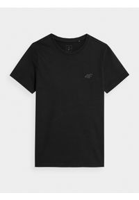 4f - T-shirt gładki chłopięcy. Kolor: czarny. Materiał: bawełna. Wzór: gładki #2