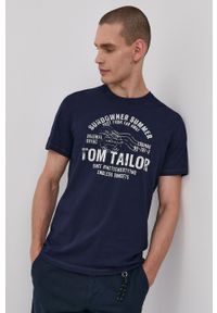 Tom Tailor - T-shirt. Okazja: na co dzień. Kolor: niebieski. Materiał: bawełna. Wzór: nadruk. Styl: casual #1