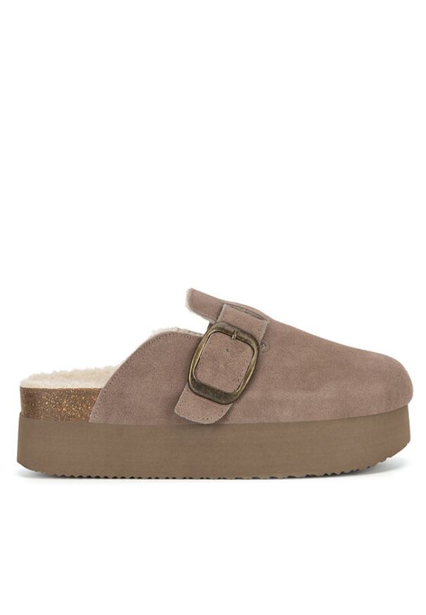 Badura Klapki TS6207-02 Szary. Kolor: szary. Materiał: zamsz, skóra