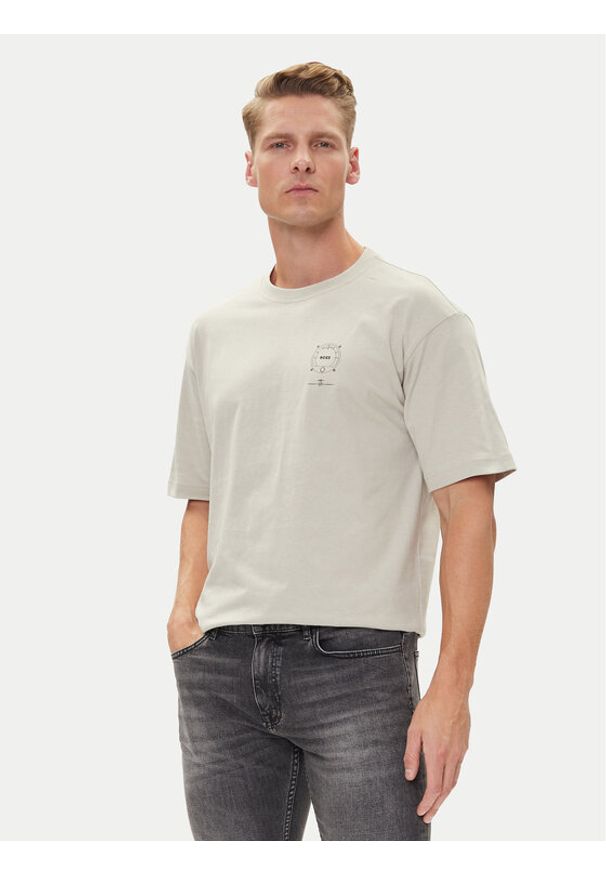 BOSS T-Shirt Te_Voyage 50546370 Beżowy Relaxed Fit. Kolor: beżowy. Materiał: bawełna