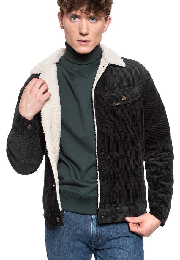 Lee - KURTKA ZIMOWA LEE SHERPA RIDER BLACK L87ADC01 112122830. Materiał: sztruks. Sezon: zima
