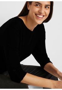 bonprix - Długi shirt bawełniany, długi rękaw. Kolor: czarny. Materiał: bawełna. Długość rękawa: długi rękaw. Długość: długie #3