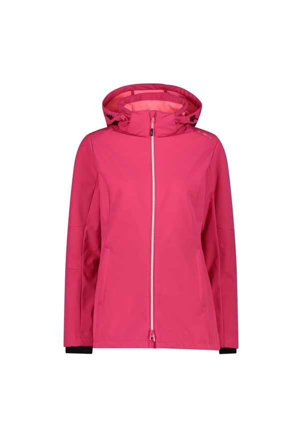 Kurtka damska turystyczna CMP 3A22226. Typ kołnierza: kaptur. Kolor: różowy. Materiał: softshell. Sport: turystyka piesza