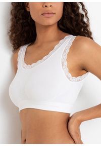 bonprix - Biustonosz bezszwowy bustier Feel comfort (2 szt.). Kolor: biały. Materiał: koronka, materiał