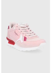 Pepe Jeans Buty Britt Soft kolor różowy. Nosek buta: okrągły. Zapięcie: sznurówki. Kolor: różowy. Materiał: guma