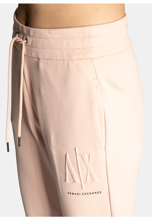 Spodnie dresowe damskie różowe Armani Exchange 8NYPFX YJ68Z 14AA. Kolor: różowy. Materiał: dresówka