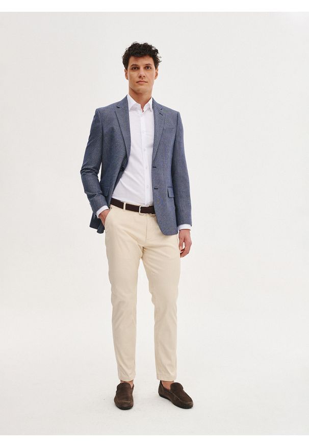 Pako Lorente - PAKO LORENTE – Niebieska marynarka męska z wiskozą. Kolor: niebieski. Materiał: wiskoza. Sezon: wiosna