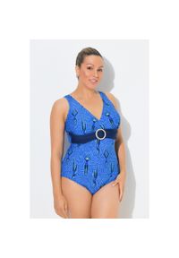 ULLA POPKEN - Damskie Strój kąpielowy pływaczki miękkie miseczki ozdobny pierścień. Kolekcja: plus size. Kolor: wielokolorowy. Materiał: poliester, elastan, poliamid, materiał #1