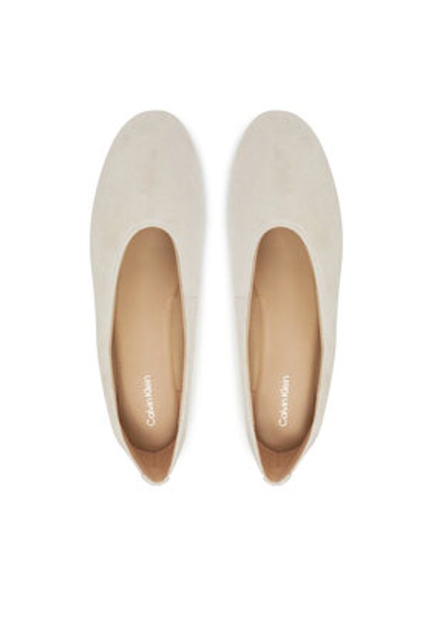 Calvin Klein Baleriny Ballerina Round Hw Sue HW0HW02565 Beżowy. Kolor: beżowy. Materiał: skóra