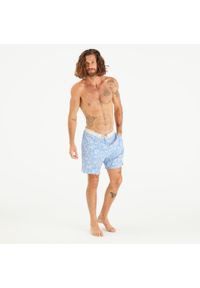 OLAIAN - Spodenki surfingowe męskie Olaian 100 18" Flora. Kolor: niebieski. Materiał: materiał, poliester. Długość: długie