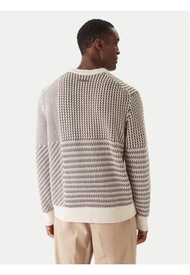 Calvin Klein Sweter LV04LD306G Beżowy Regular Fit. Kolor: beżowy. Materiał: wełna