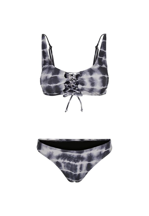 Urban Classics - Bikini Damskie Tie Dye Lace Up Bikini. Kolor: czarny, biały, wielokolorowy