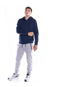 LEONE 1947 APPAREL - Męska, miękka bluza z kapturem i zamkiem błyskawicznym z ikoną lwa. Typ kołnierza: kaptur. Kolor: niebieski. Materiał: tkanina. Sport: fitness